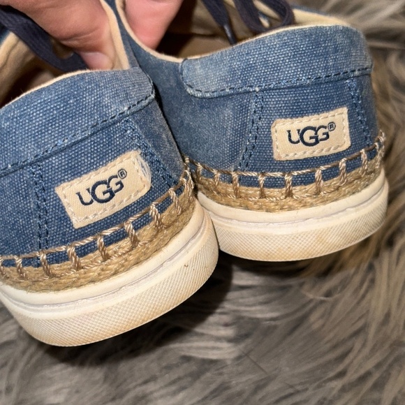 EUC Ugg Eyan II Canvas Sneaker Blue Denim Espadrille Trim Size 6.5 - Picture 10 of 13
